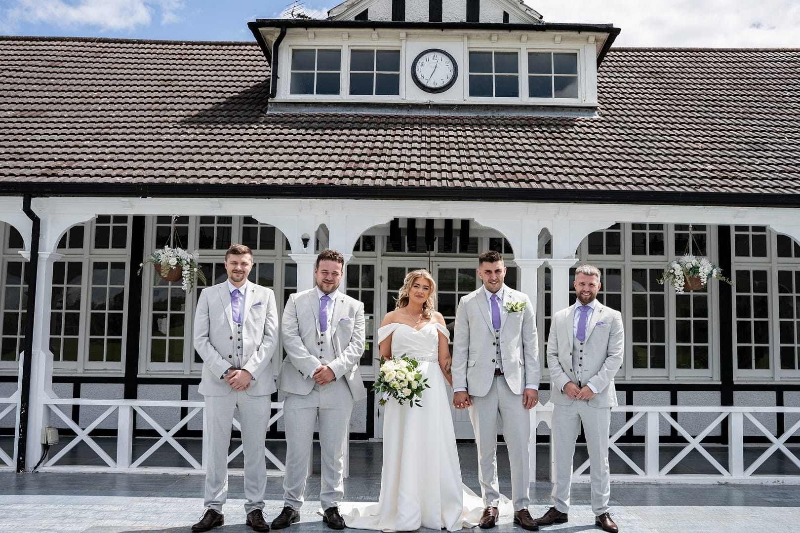 brides and groomsman at shenley cricket club