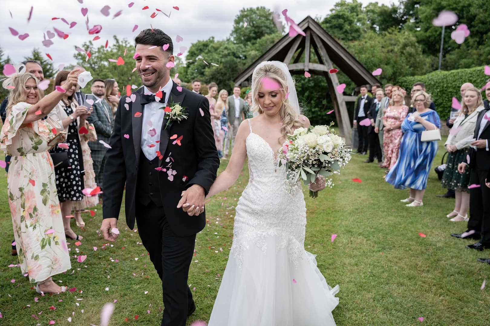 bride and groom at tudor barn burnham