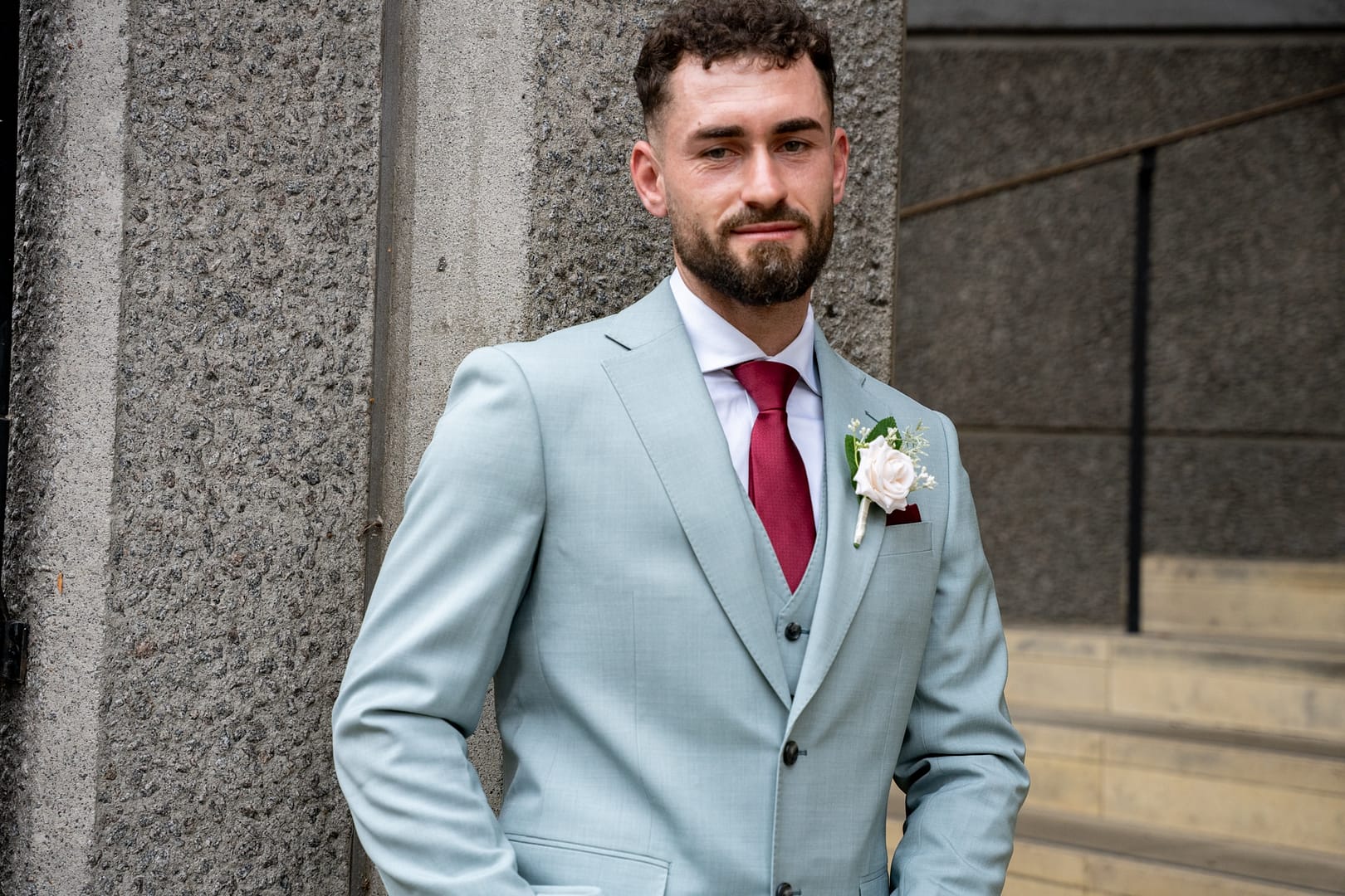 groom on wedding day at aylesbury registry office