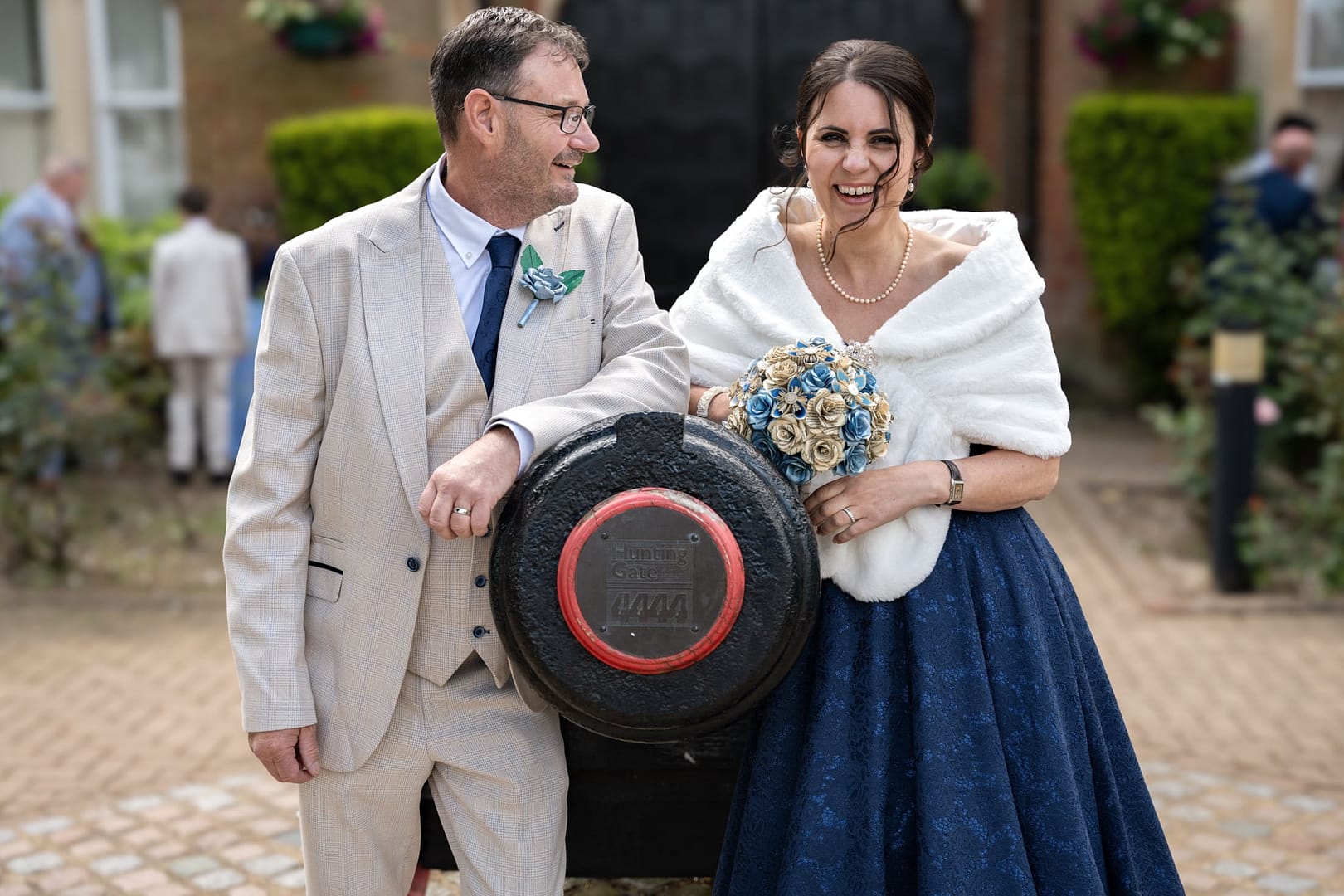 Bride and groom at the front of st albans registry office