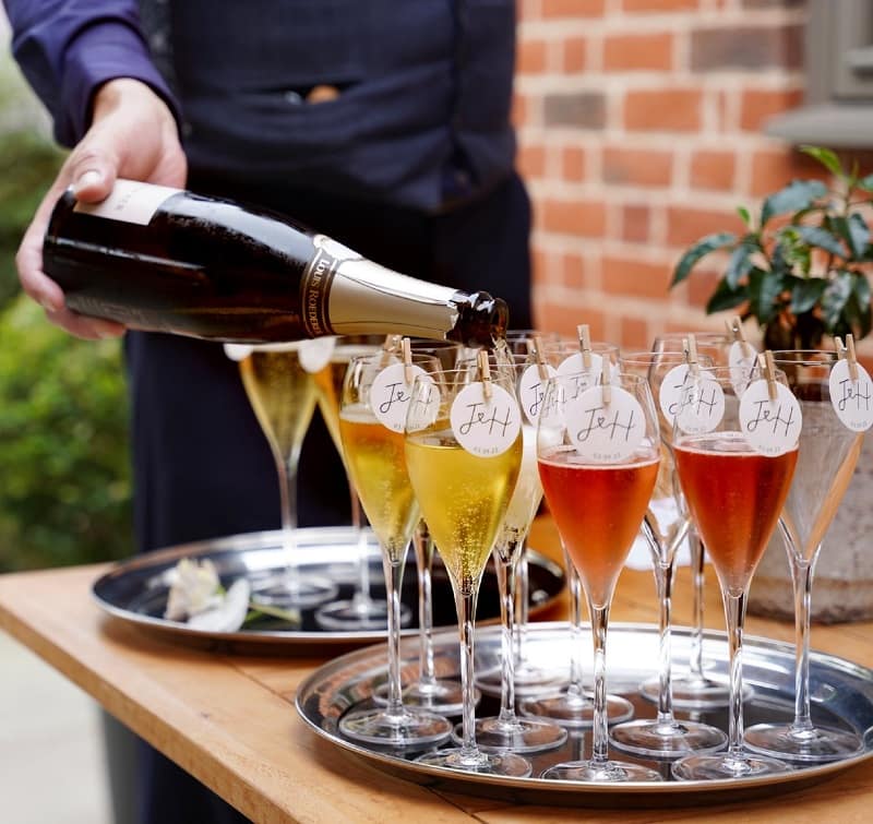 Champagne being poured into glasses